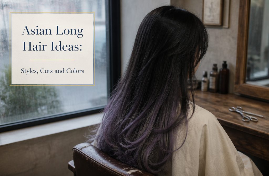 Long dark Asian hair with soft waves falling over the shoulders