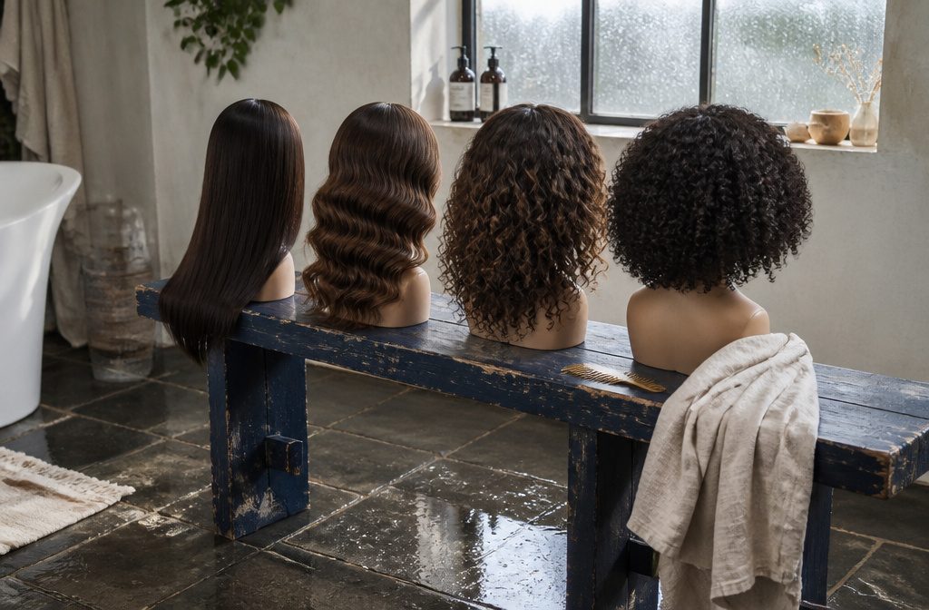 Hair type chart showing straight wavy curly and coily patterns