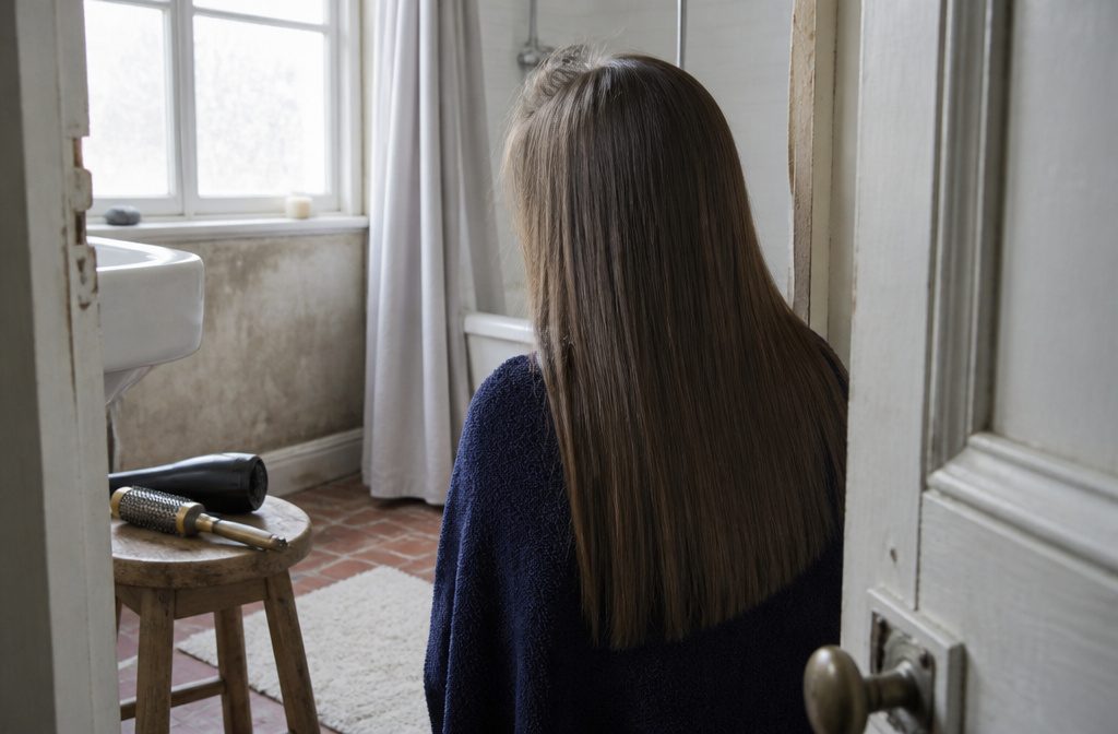Straight hair with flat roots beside volumizing hair products