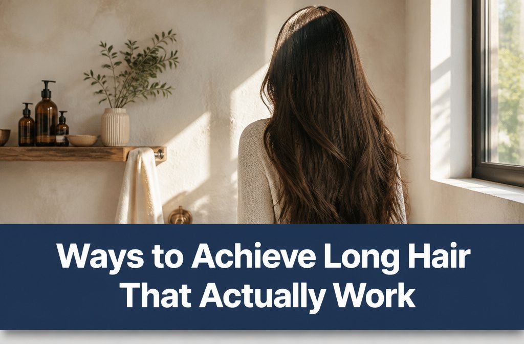 Long dark hair falling past the shoulders in a smooth continuous sheet